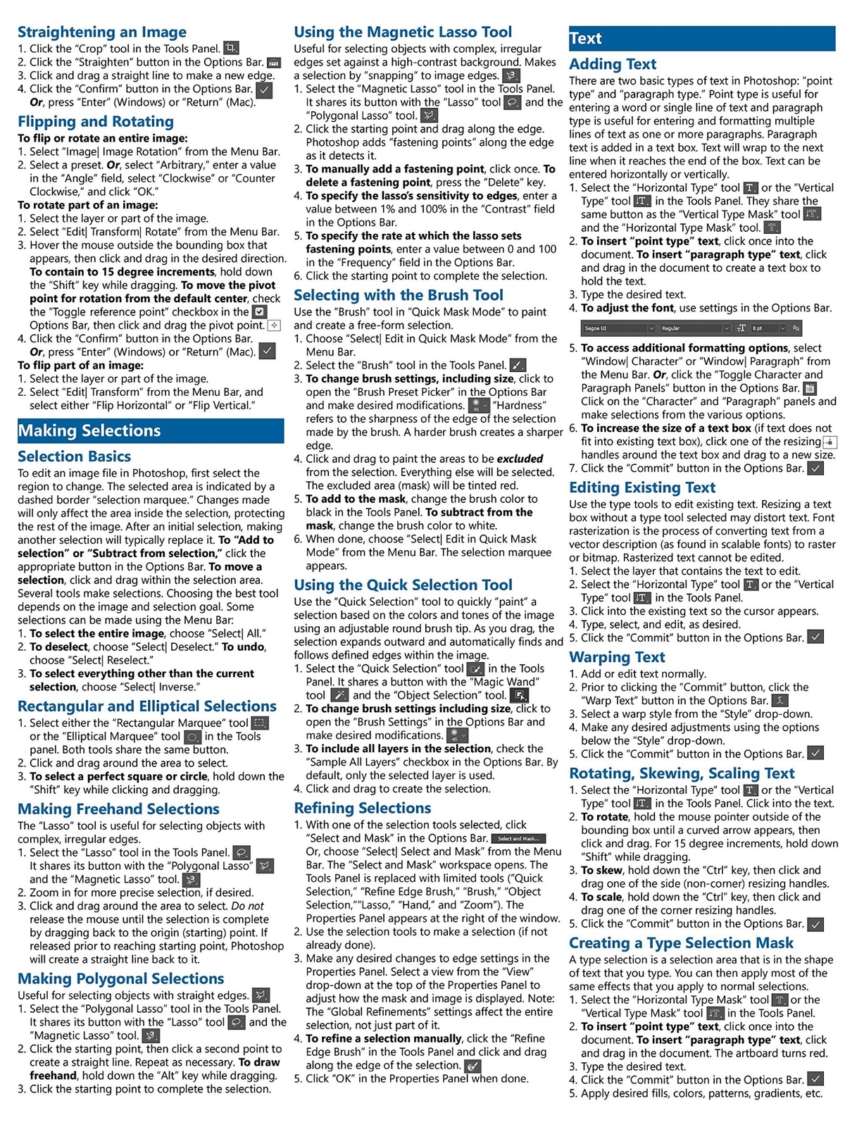 Photoshop 2020 Training Guide Quick Reference Card 4 Page Cheat Sheet Help