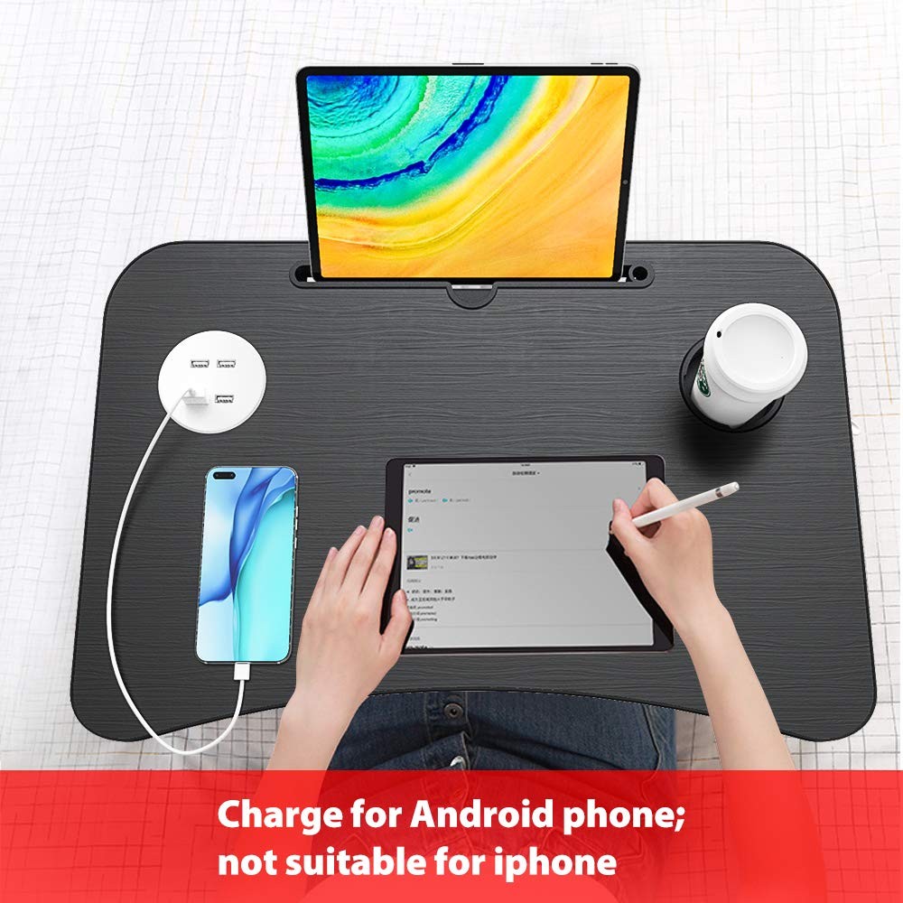 Bed Table Elekin Folding Lap Desk Laptop with Large, Black&white