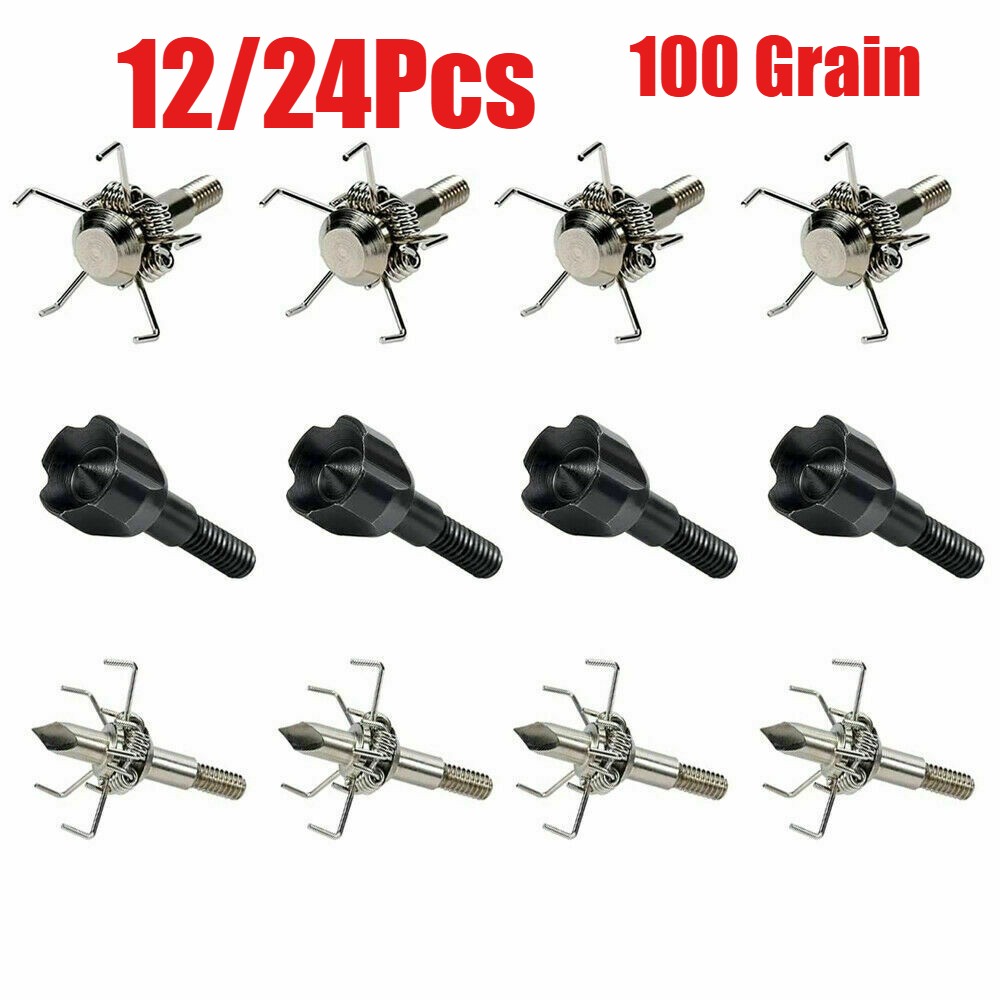 12Pcs 100 Grain Small Game Arrow Tips Screw-in Arrowheads Broadheads Judo&Hammer