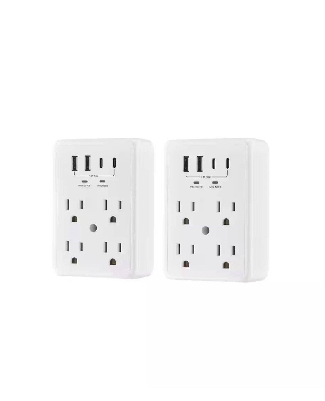 Commercial Electric CE 10 in 1 Surge Wall Tap 2 USB Ports 2-Pack Outlet Plugs