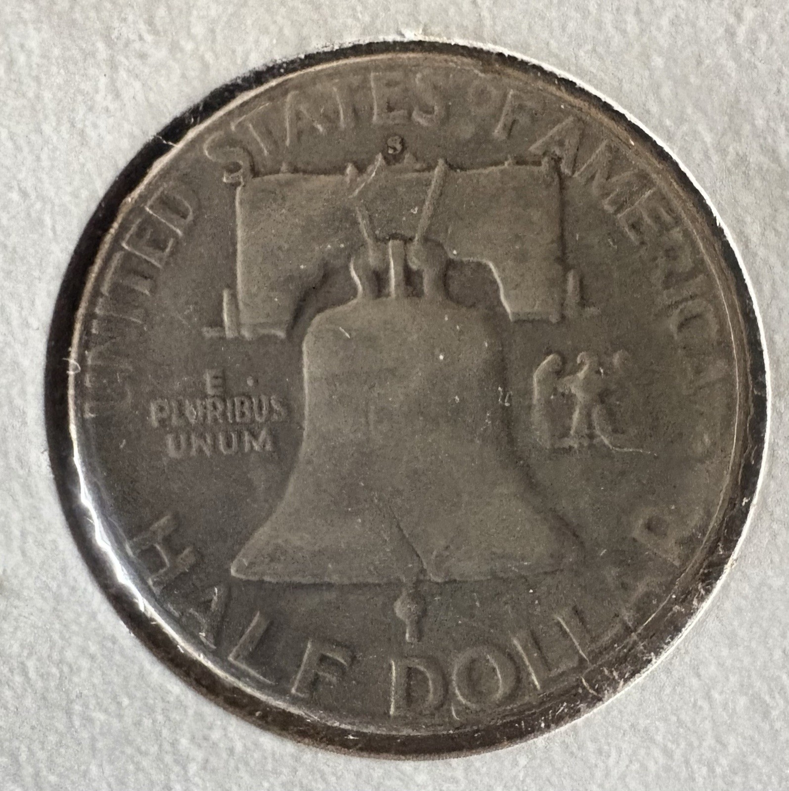 1954 S: Franklin Silver Half Dollar Circulated.