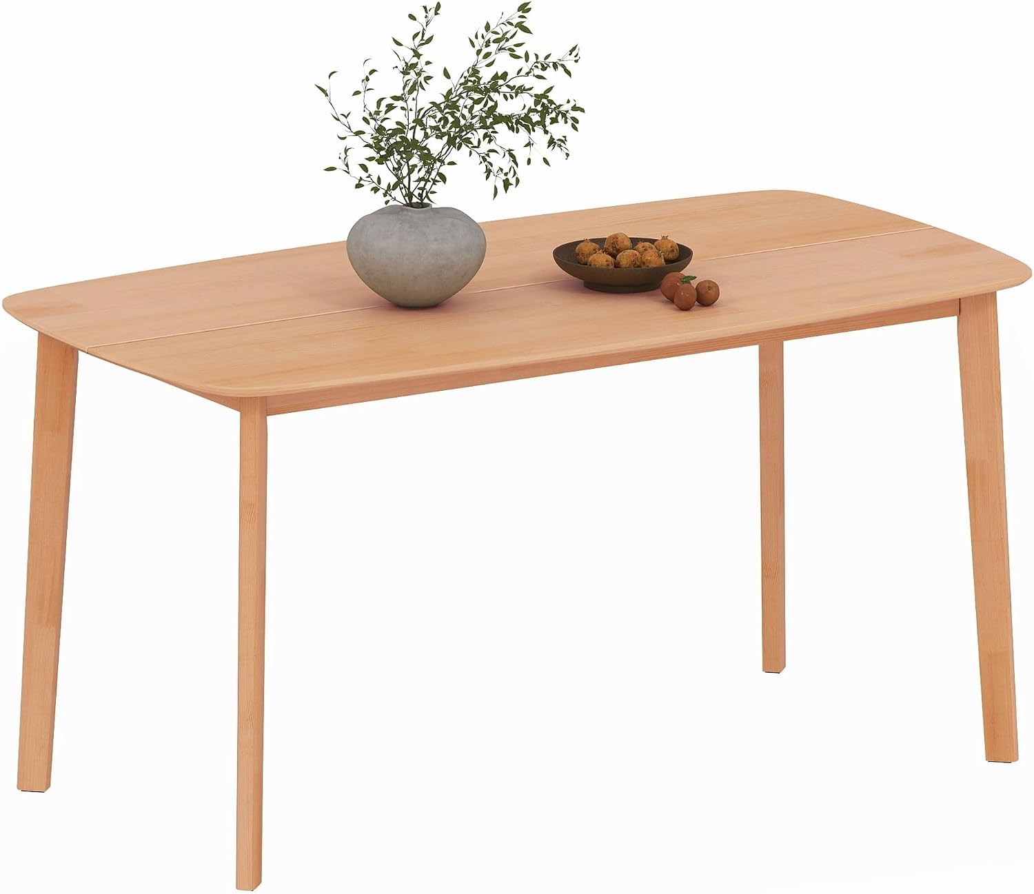 Solid Wood Dining Table 6 People 47" Long Rustic Rectangular Kitchen Table