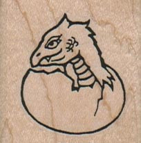 Hatching Dragon 1 1/2 x 1 1/2" Mounted Rubber Stamp, Fantasy and Magic Stamp