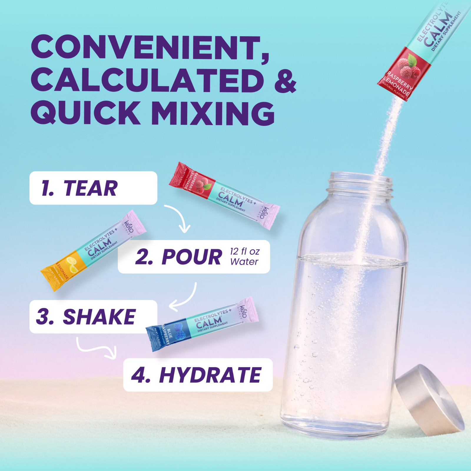 Keto Vitals Calm Magnesium Powder Packets Plus Electrolytes