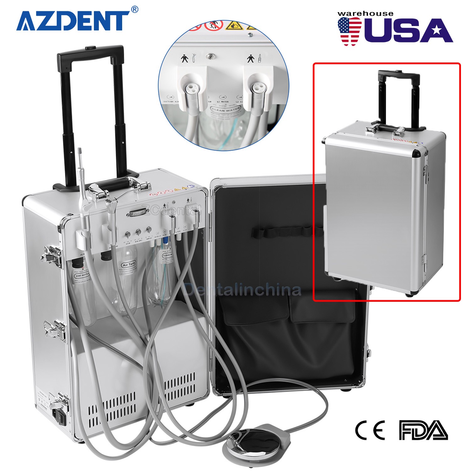 Portable Mobile Dental Delivery Unit Air Compressor Strong Suction Water System