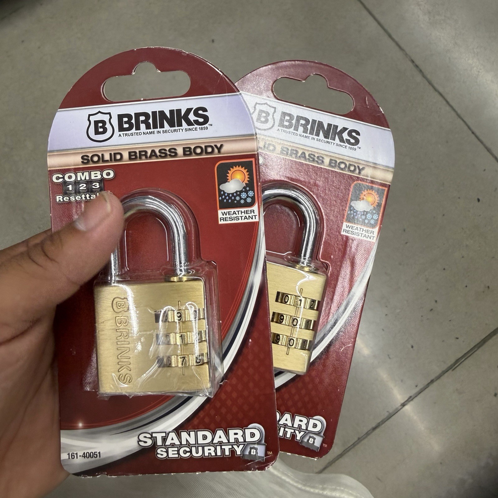Brinks Resettable Weather Resistant Brass Combo Padlocks 2-Pack 161-40051