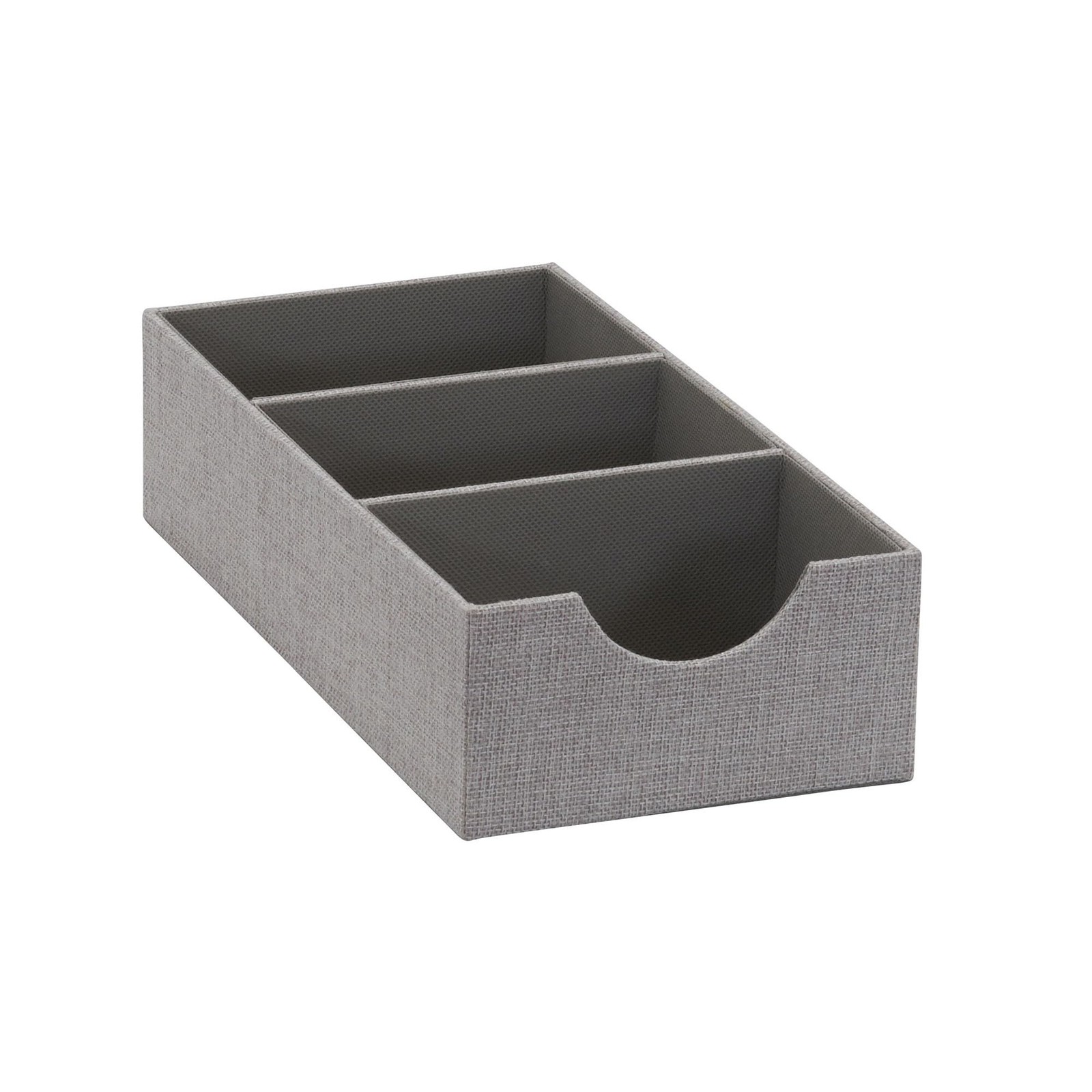 Grey 727-1 Deep 3 Section Drawer Organizer for Storage | 12 in x 6.13 in x 3.13