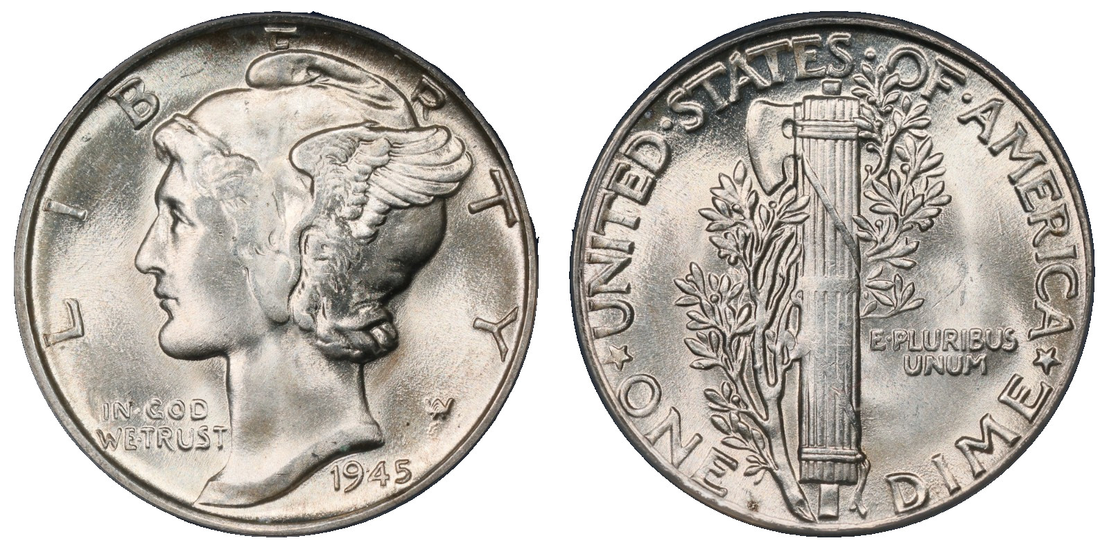 1945 - MERCURY DIME - ANACS GRADED MS 64