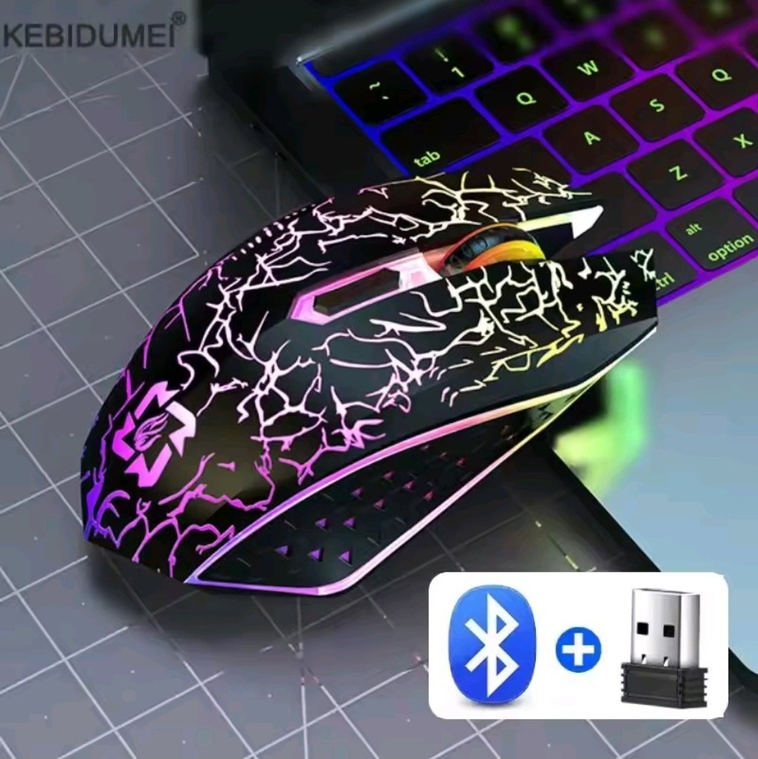 Dual Mode Wireless Mouse Bluetooth 2.4G USB Rechargeable 6 Buttons Silent