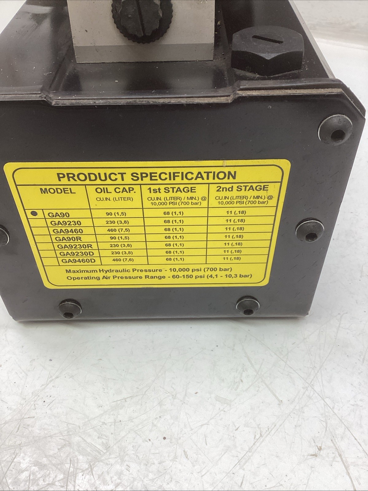 Simplex GA90 Compact Air OverHydraulic Foot Pump NEW