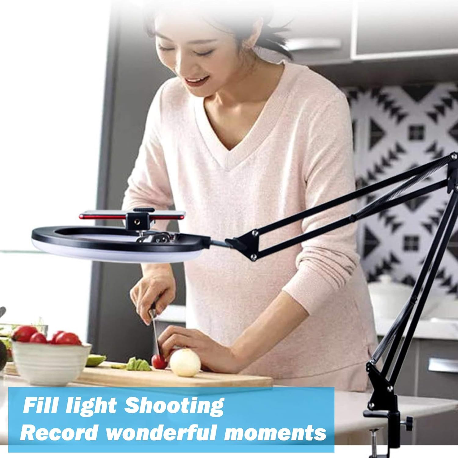 Overhead Tripod Mount for Camera Webcam Ring Light, over Head Articulating Arm w