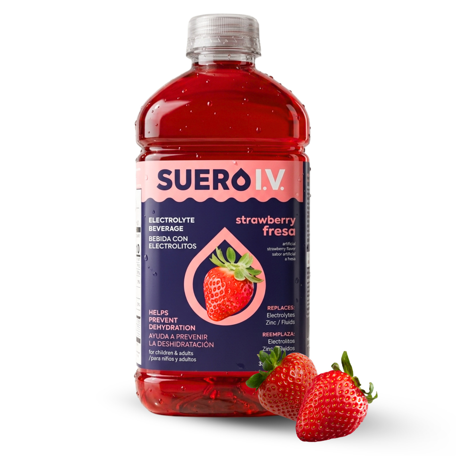 Suero I.V. Electrolyte Drink, Strawberry Flavor 33.8 fl oz – Hydrate