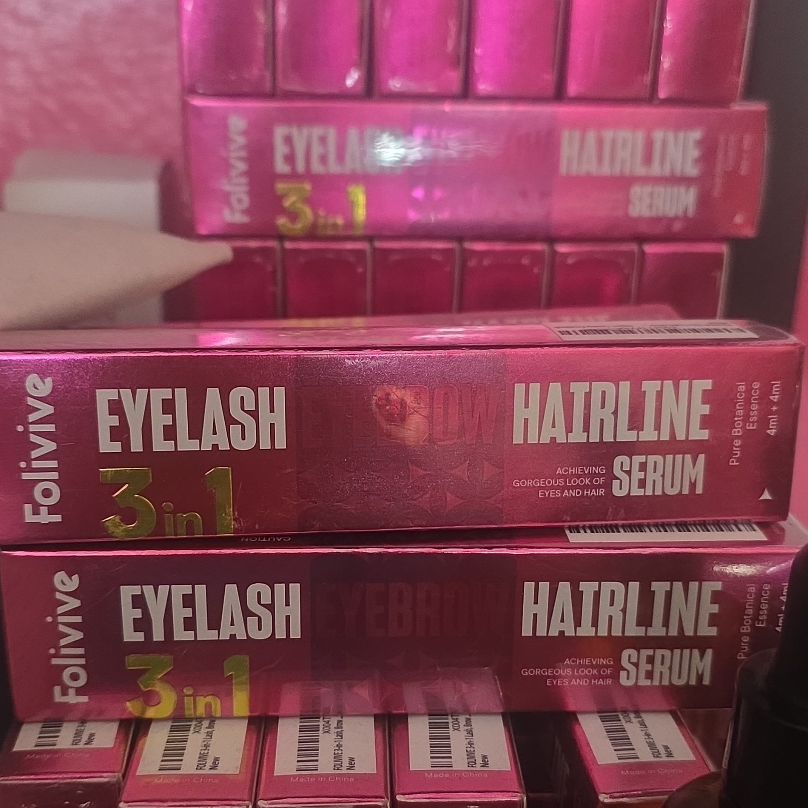 Folivive 3-in-1 Dual Head Eyelash Eyebrow Hairline Serum, Clear 4ml+4ml