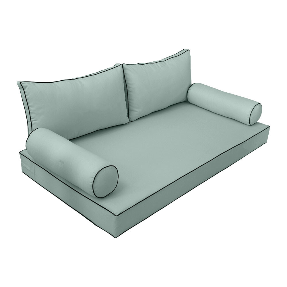 |SLIPCOVER ONLY|S2 Daybed Mattress Bolster Back Covers Contrast Trim Queen AD002