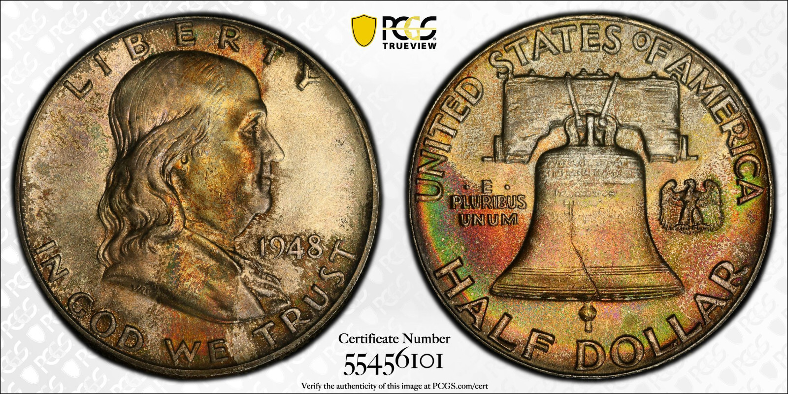 1948 PCGS MS66+FBL Full Bell Lines Franklin Half Dollar