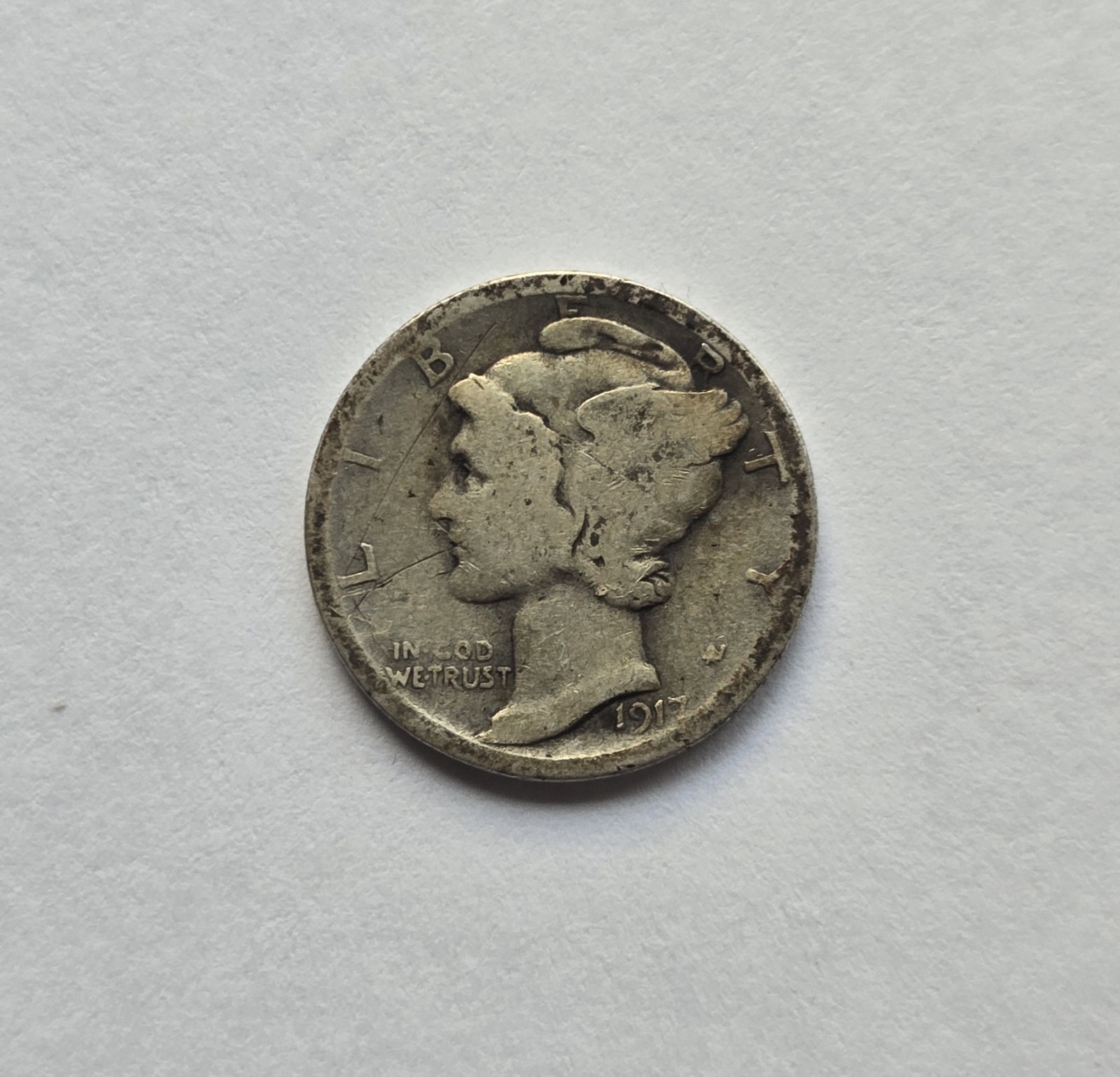 1917-S Mercury Silver Dime 10c - "Good Coin" - Free Shipping