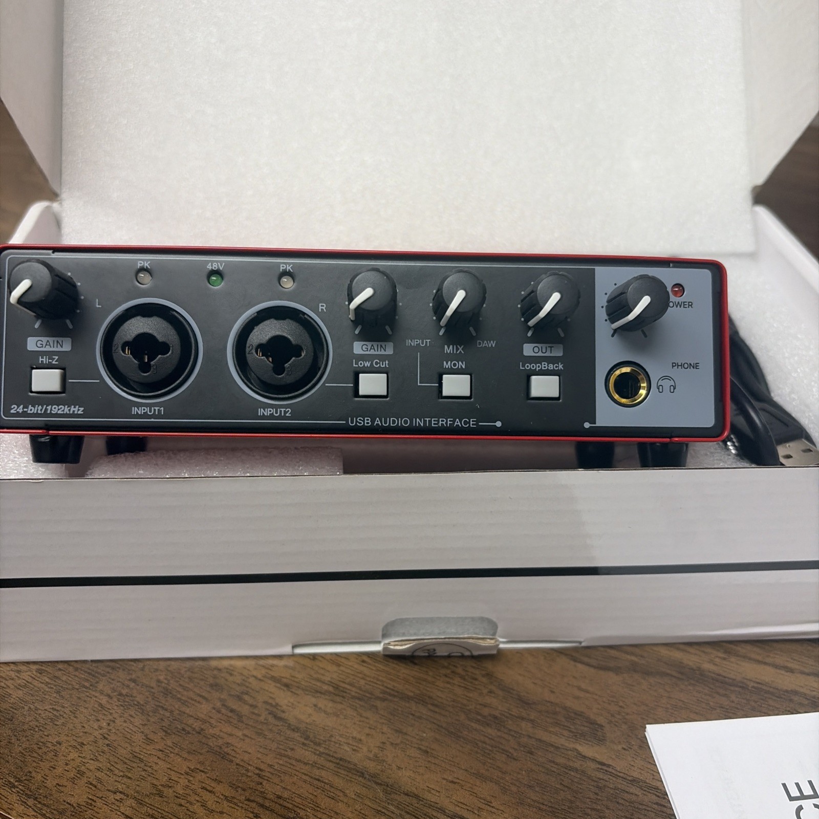 2i2 USB Audio Interface for PC Computer Recording Guitar for Mac 24Bit192kHZ