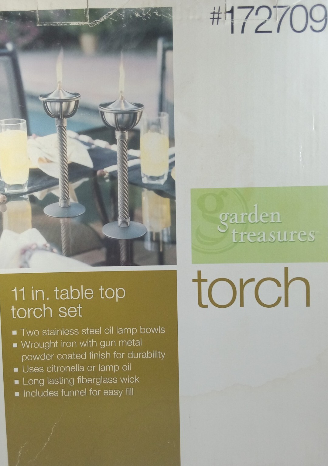 Garden Treasure 11in Stainless Steel Table Top Torch Set