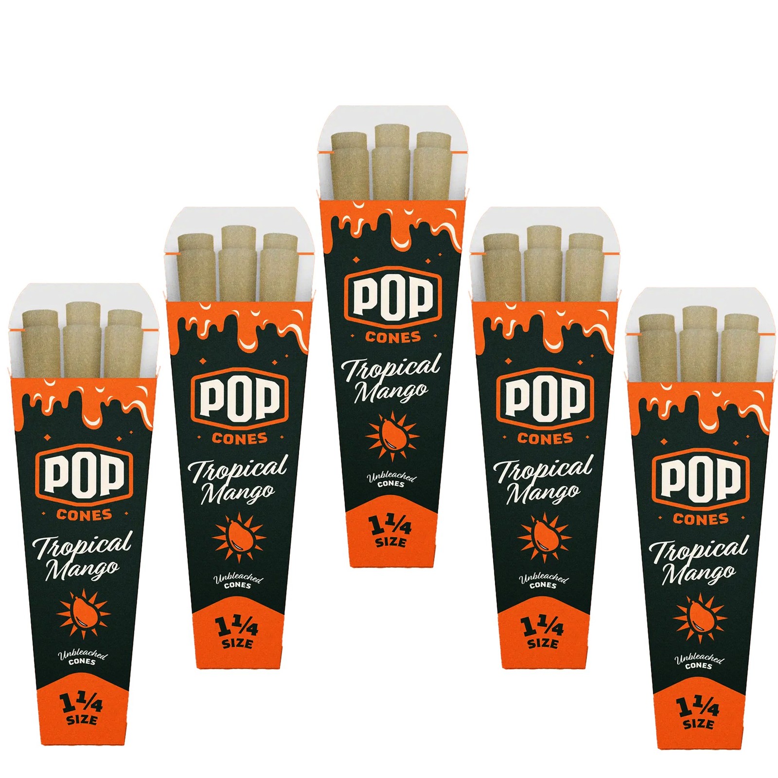 Pop Cones Unbleached 1 1/4 Cones - Tropical Mango - 5 Pack