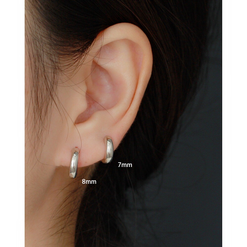 5-9mm Real s925 Sterling Silver Solid Classic Thick Hoop Huggie Clip Earring