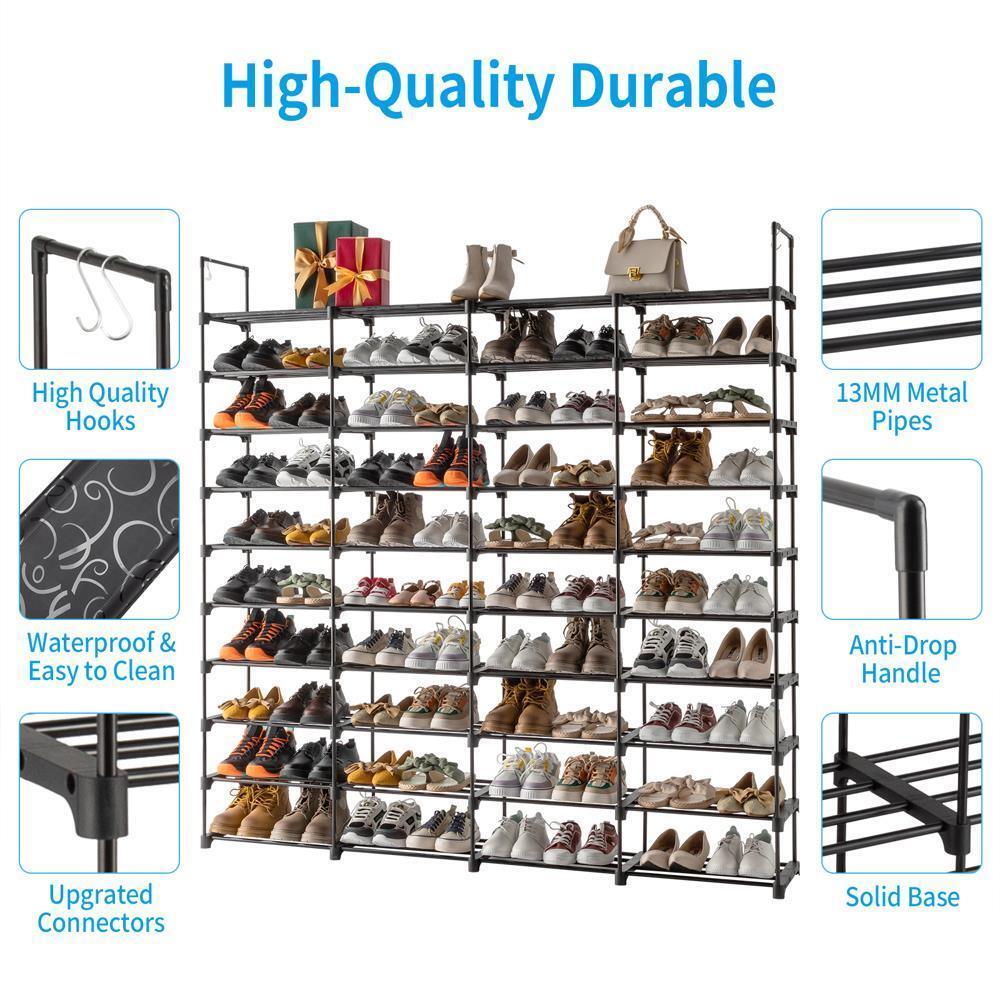 Shoe Rack Organizer 10-Tier 80Pair Entryway Stackable Bag Shoe Cabinet Rack