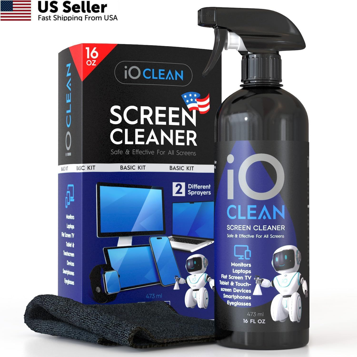 Screen Cleaner Spray (16oz - 473ml) 16 Fl Oz (Pack of 1), Transparent liquid