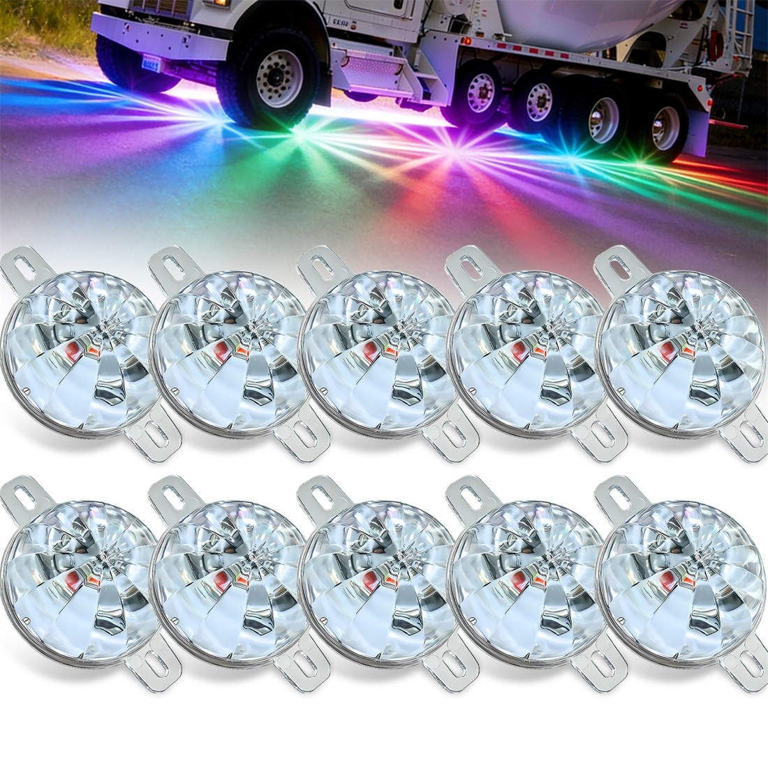 10x 12V Colorful LED Chassis Lights Glow Watermelon Light for Truck Offroad Car