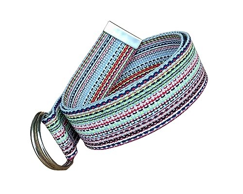 Colorful Unisex Woven Belt, D Ring 1.5" Canvas belts, Cotton X-Large 48"