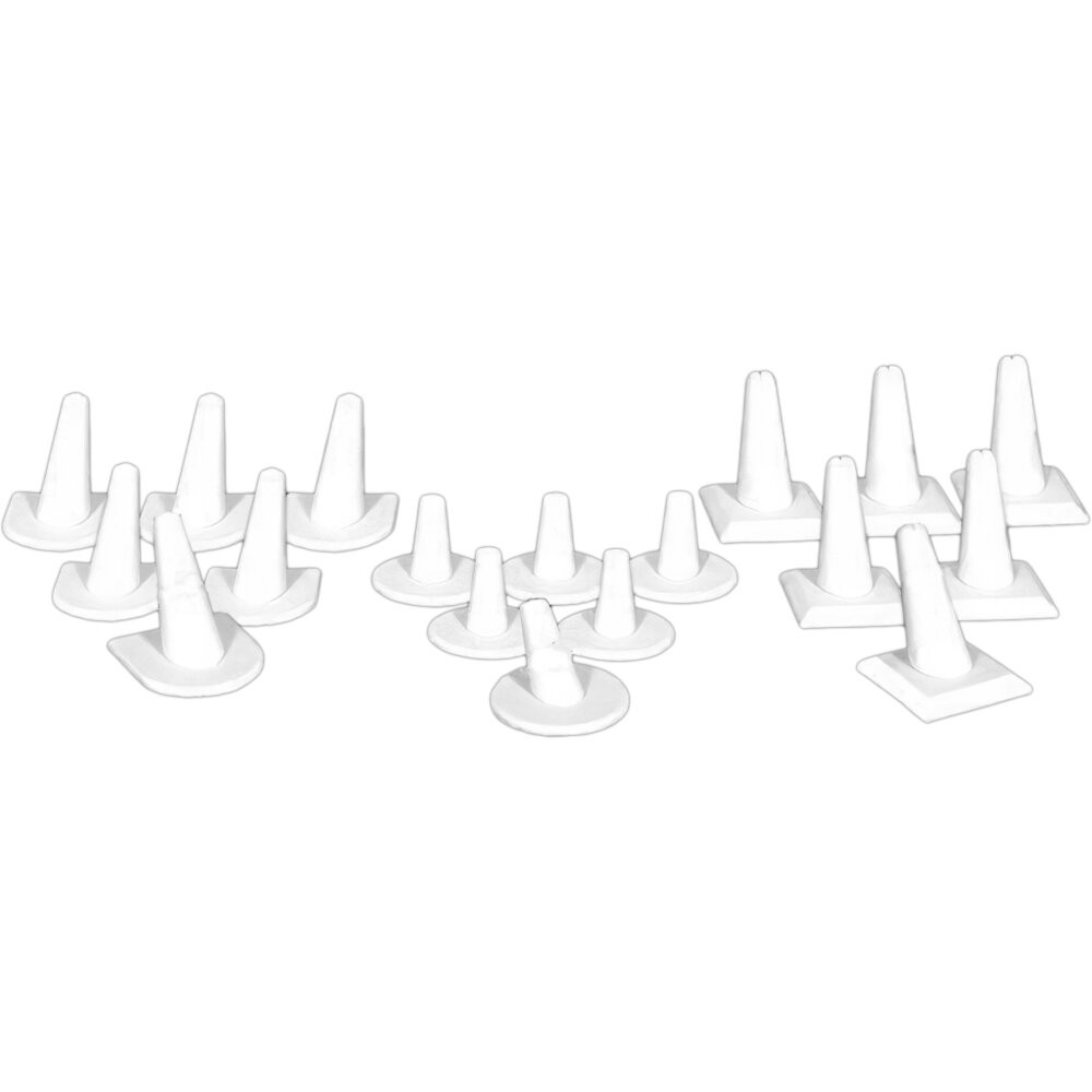 18 White Faux Leather Ring Finger Jewelry Display 3 Sizes