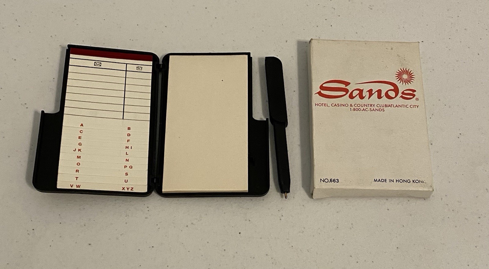 Vtg Sands Hotel, Casino & CC Atlantic City Phone Address Book Notepad Pen