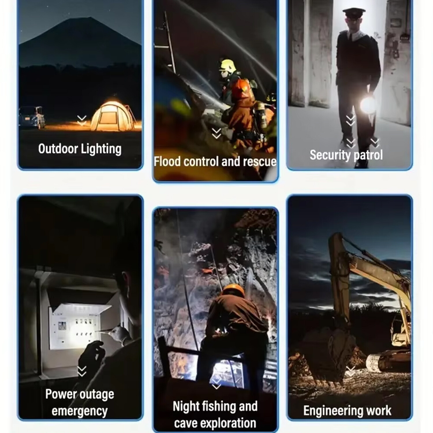 2 Pack Bright Solar/USB Rechargeable LED Spotlight Flashlight Searchlight