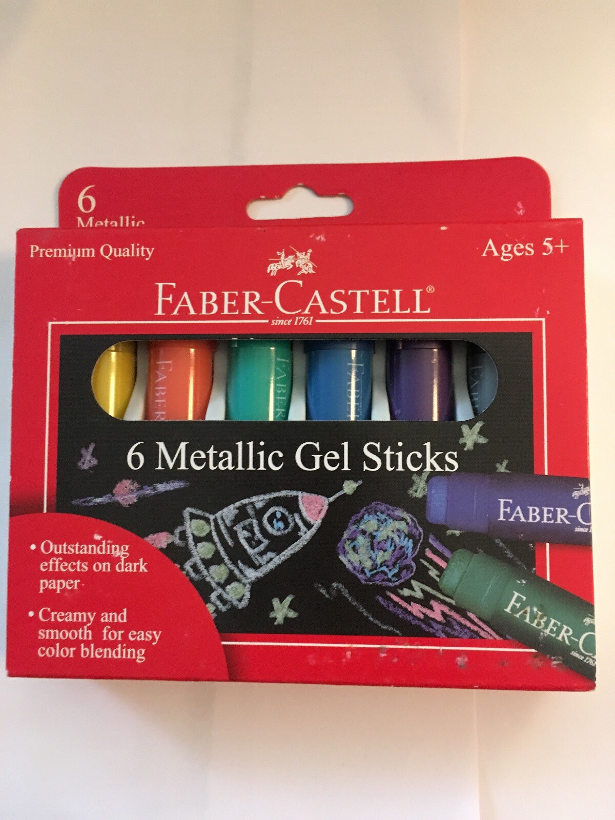 FABER-CASTELL Premium Quality NEW Metallic Gel Sticks 6ct
