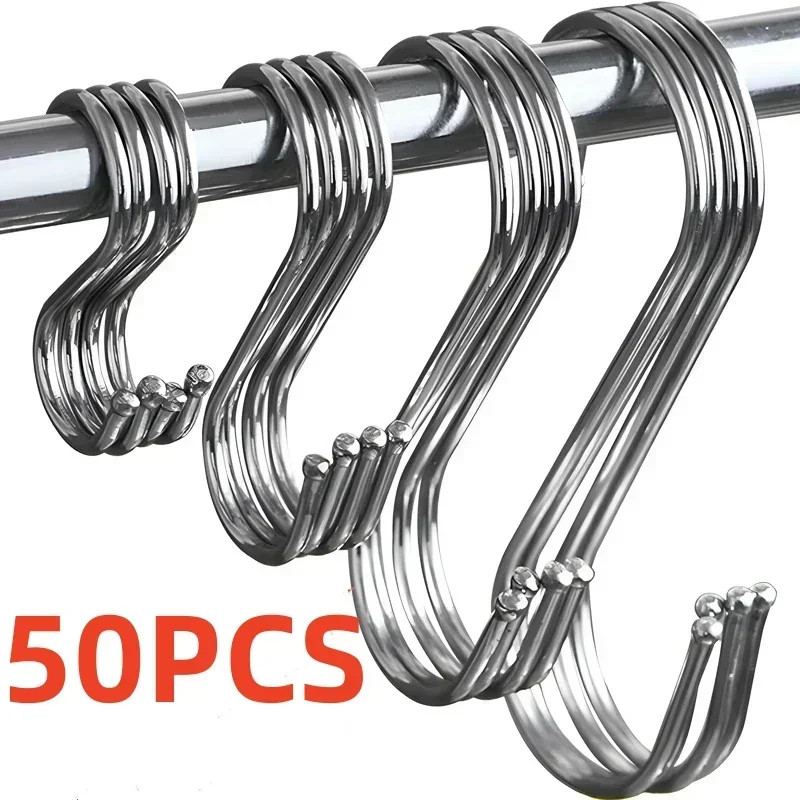 S-Shape Hook Stainless Steel Clothes Bags Towel Plant Hanging Rack Multi-functio