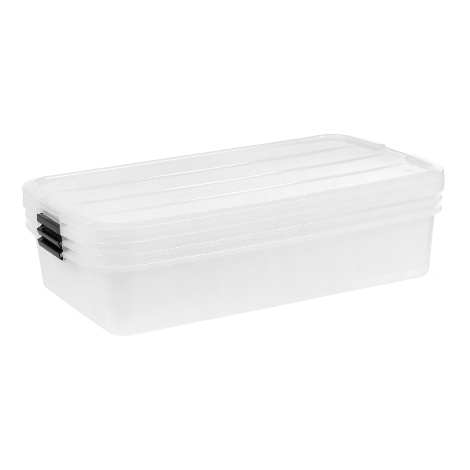 3 Pack IRIS USA 50 Qt Under Bed Storage Bins Clear with Latching Lids