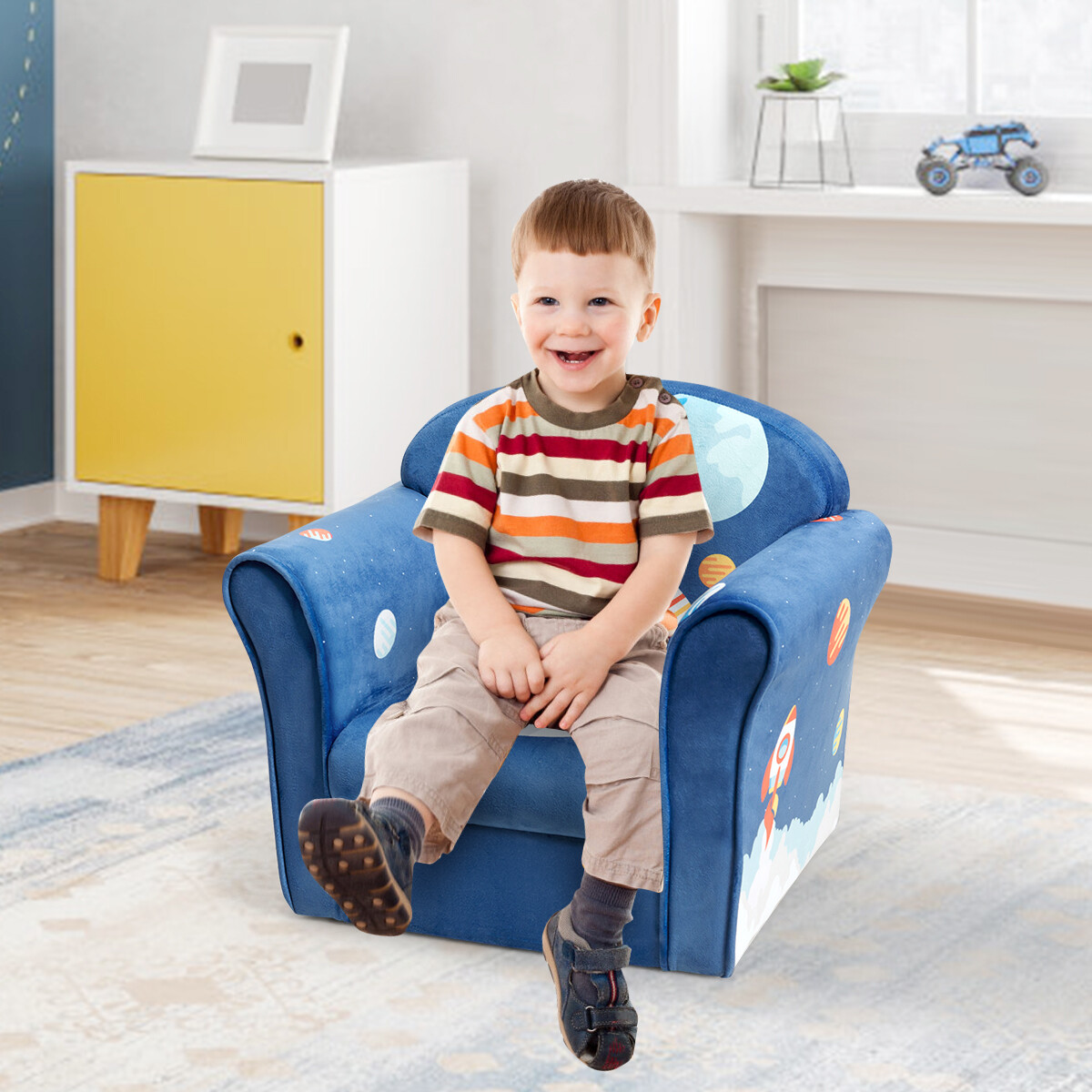 Kids Astronaut Sofa Children Armrest Couch Upholstered Chair Toddler Furniture