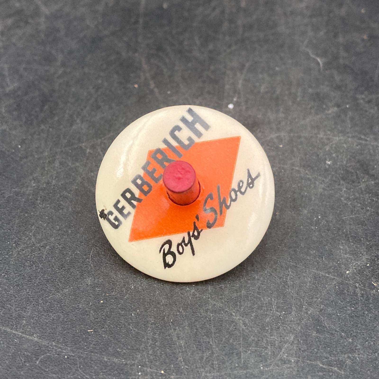 Scarce Vintage Gerberich Shoes Advertising Spinning Top Toy Perfect Condition