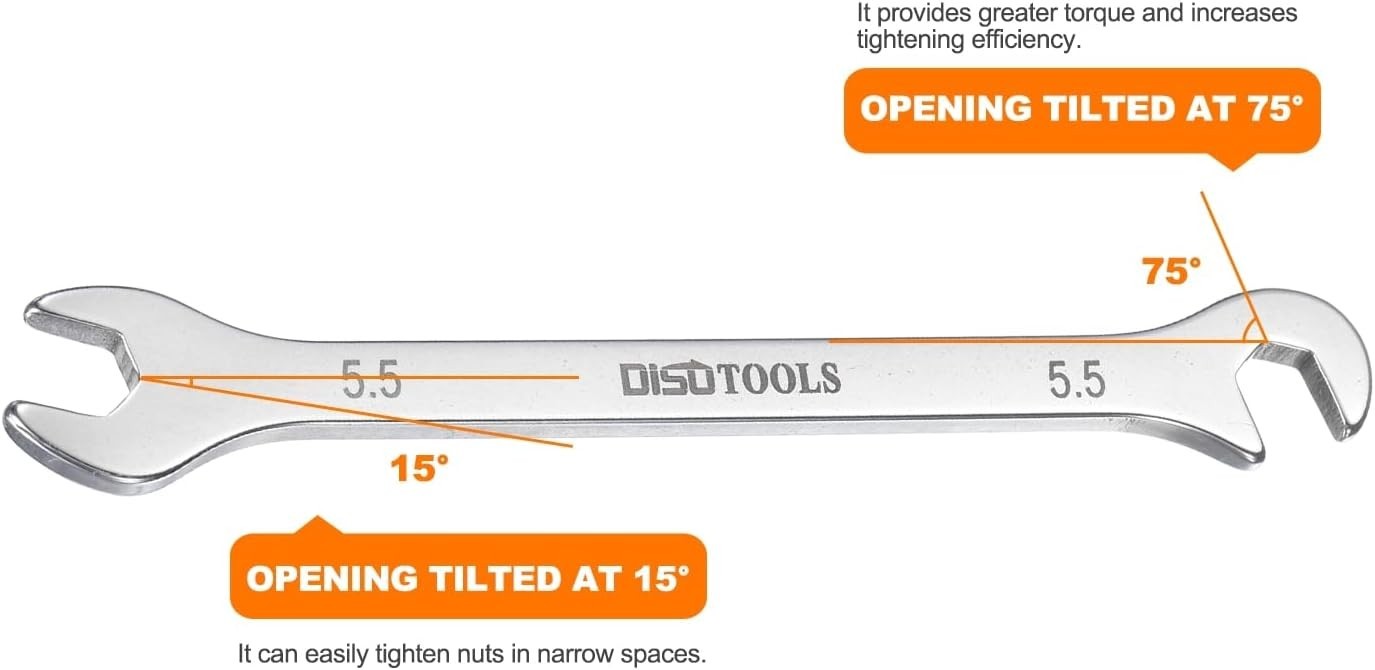 Versatile Stainless Steel 5.5mm Open-End Wrenches - Rust-Resistant Design