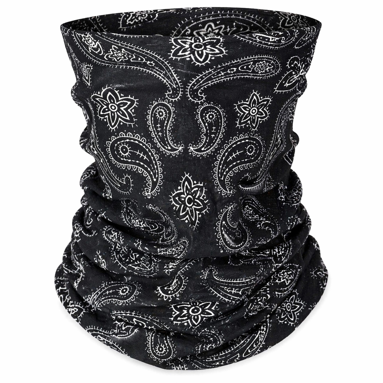 Black Paisley Face Mask Neck Gaiter Motorcycle Balaclava Tube Bandana Bike Mask