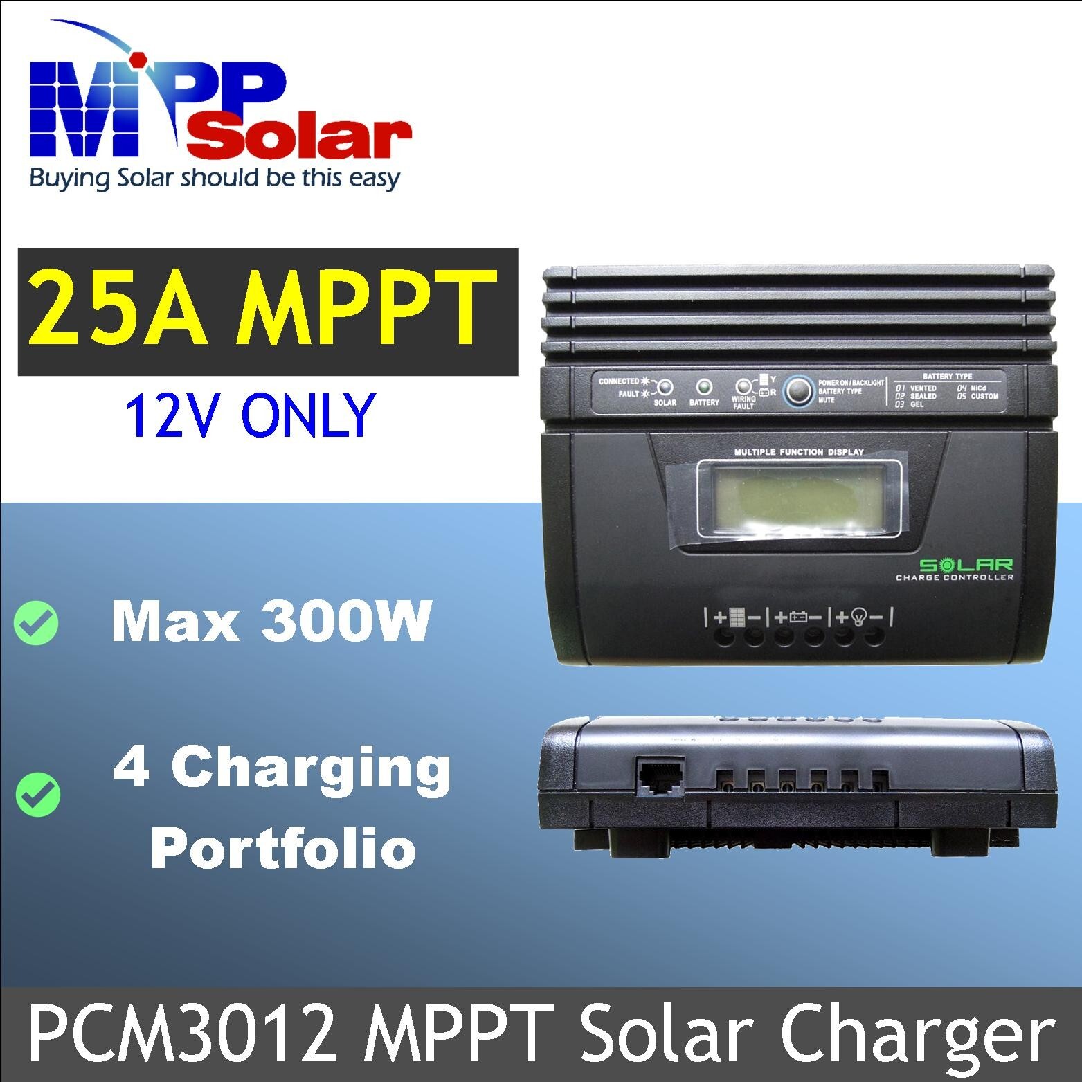 25A 300w 12v MPPT solar charge controller PCM3012 Tariff Free