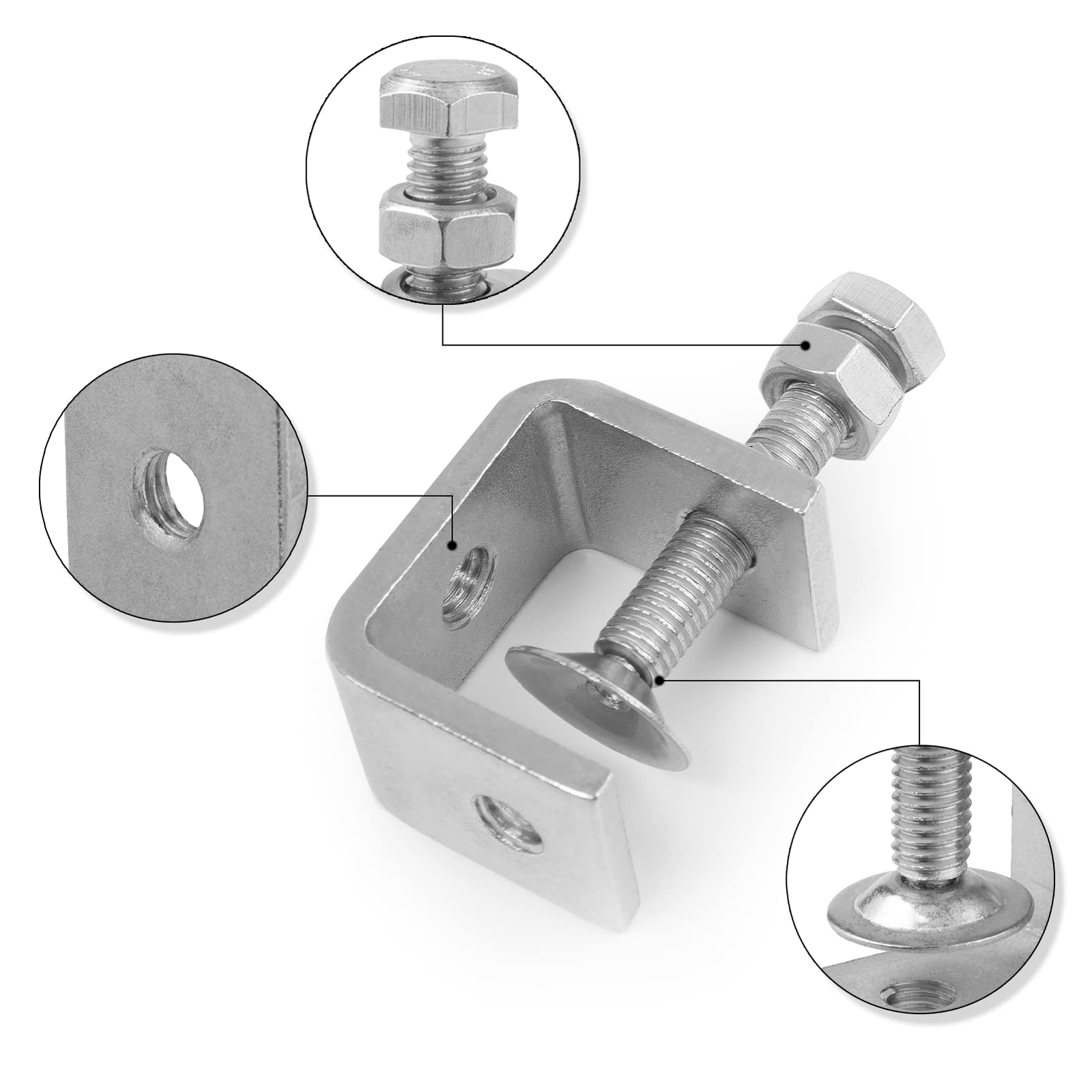 6 Pack 304 Stainless Steel Small C Clamps 1 Inch Mini Cclamps Heavy Duty For Woo