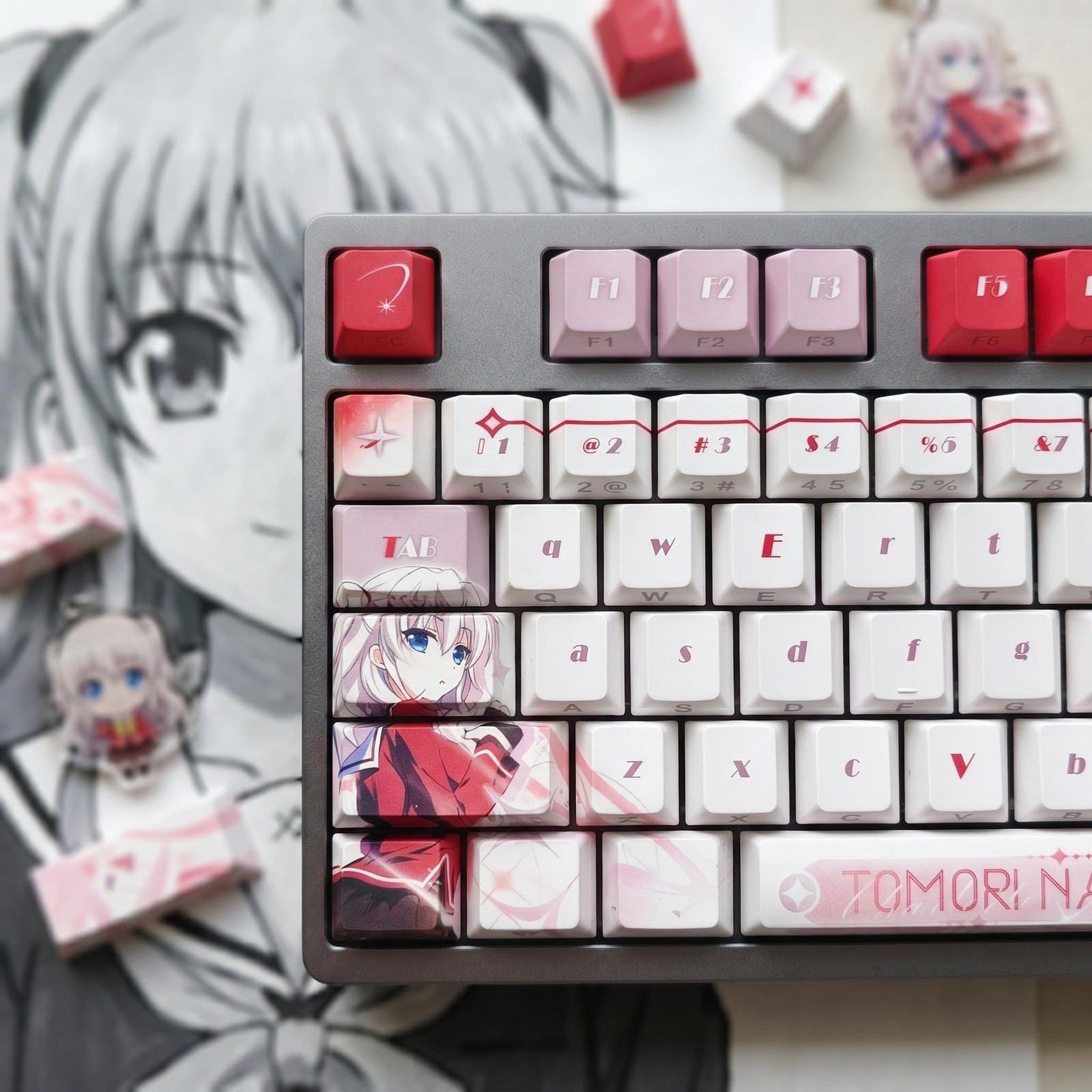 Nao Tomori PBT Keycap Set: Cherry Profile, 122 Keys, Anime Mechanical Keyboard