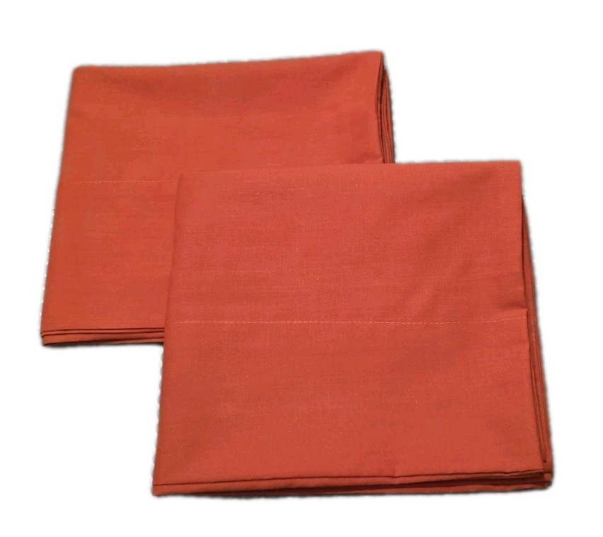 Set of 2 Orange Cotton Pillowcases  19 X 32 Queen