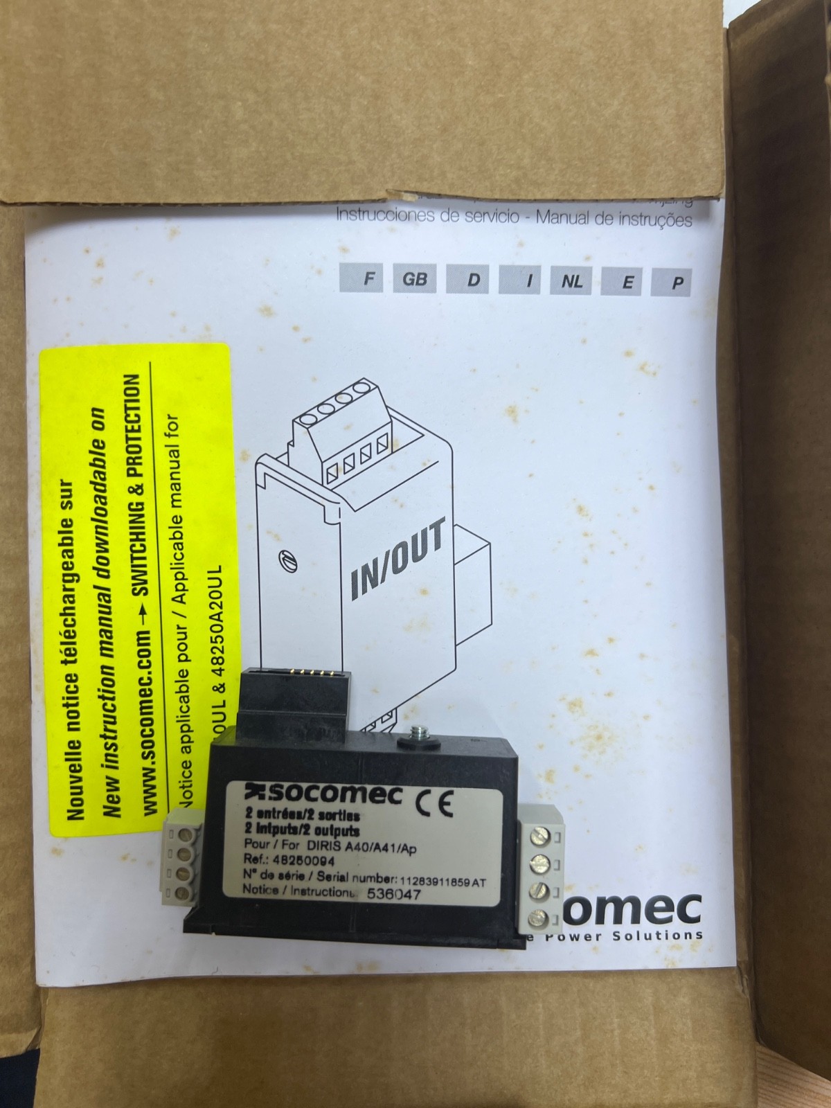 Socomec 4825-0094 Module 2IN/2OUT DIRIS A (48250094)