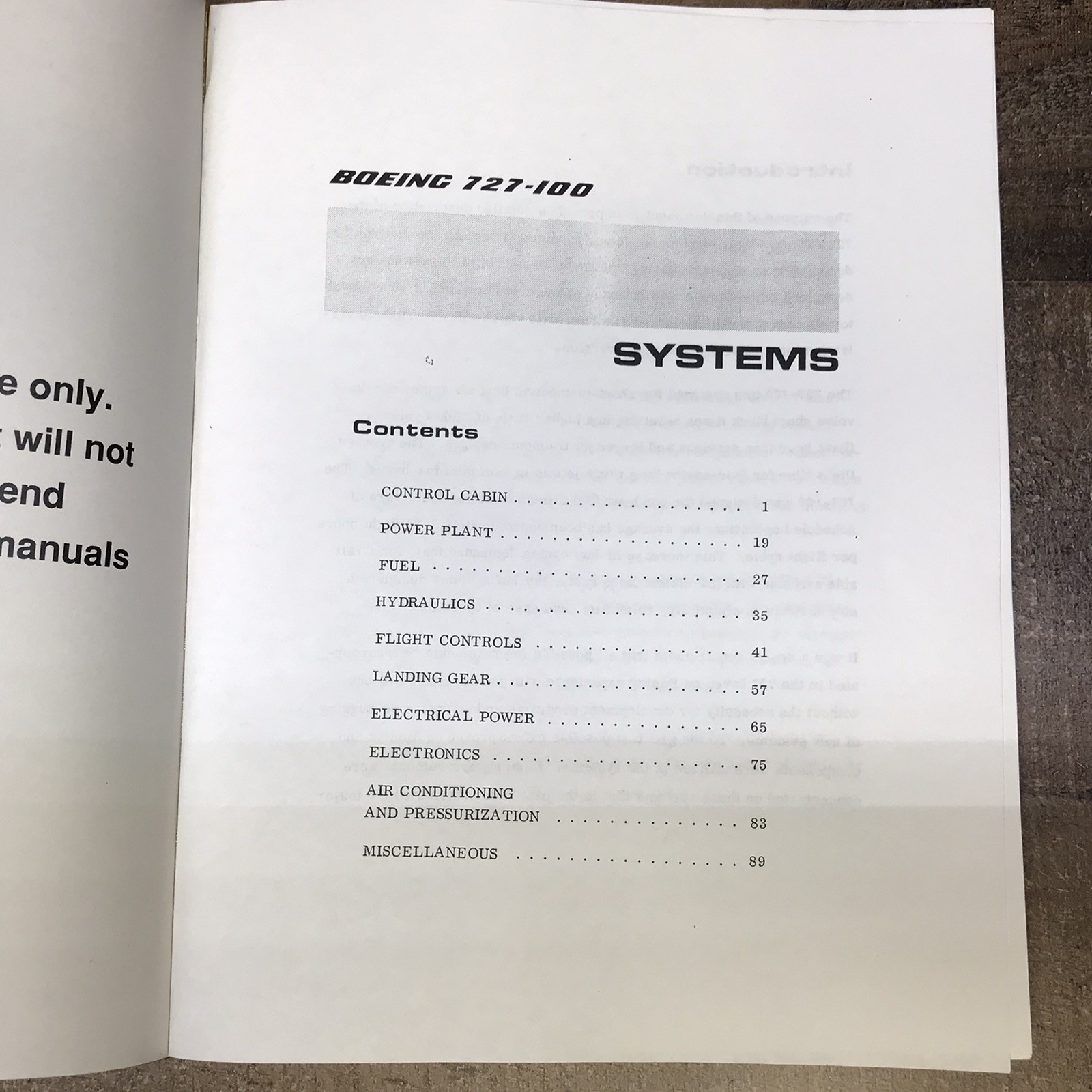 Boeing 727-100 Systems Guide Technical College School Manual Paperback
