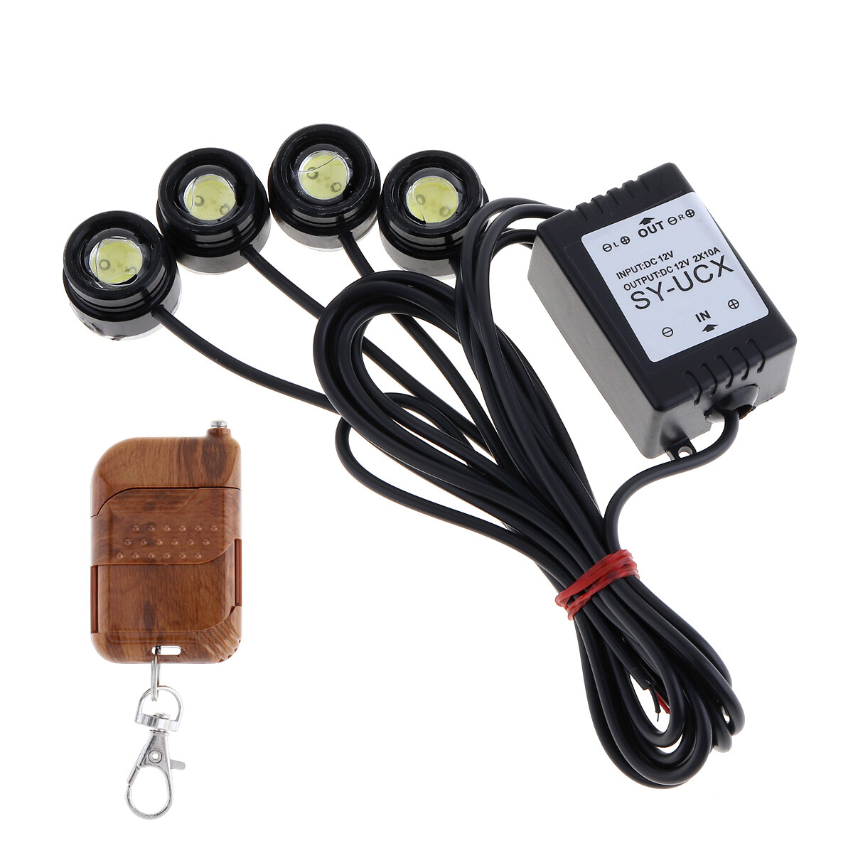 4 in1 White LED Car SUV Eagle Eye Strobe Flash Warning Grille Light with Remote