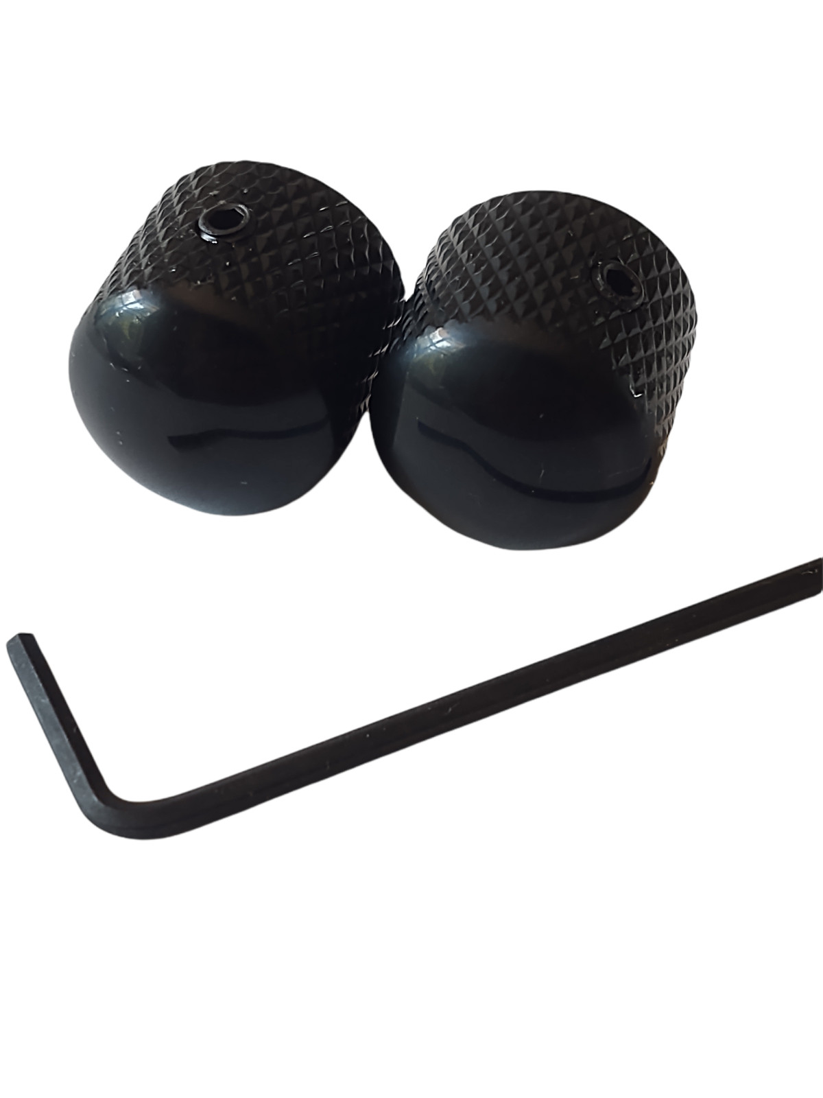 Set of 2 Tele / P Bass Knobs Dome Hex Screw w/ Wrench US 1/4 inch Black
