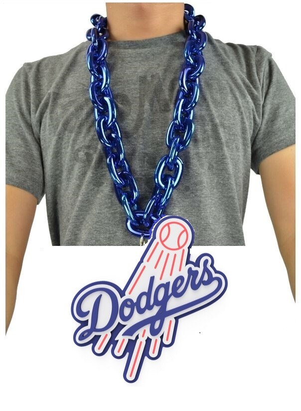 New MLB Los Angeles Dodgers Flying Ball Homerun Foam Fan Chain Blue Necklace