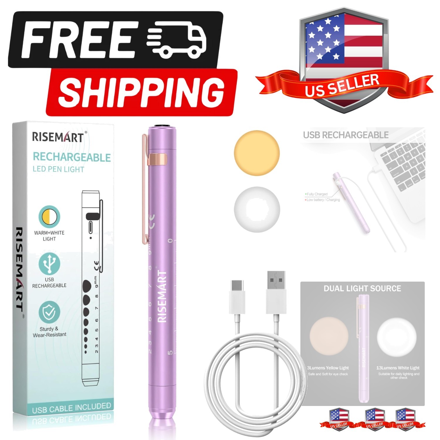 Rechargeable Pen Light for Nurses and Doctors – LED Medical Penlight with USB...