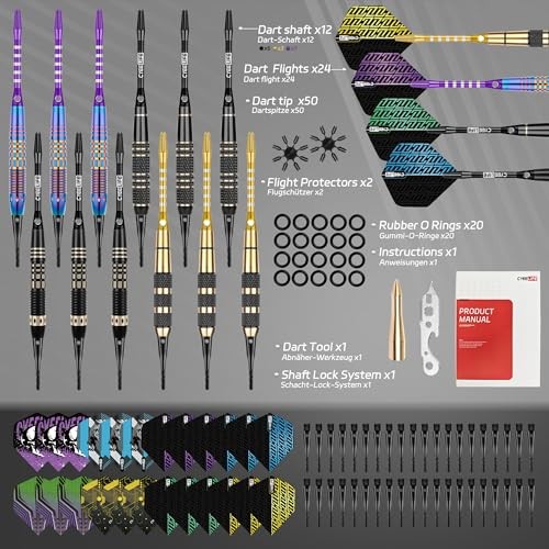 Darts Plastic Tip, Professional Soft Tip Darts Set for Electronic Dartboard