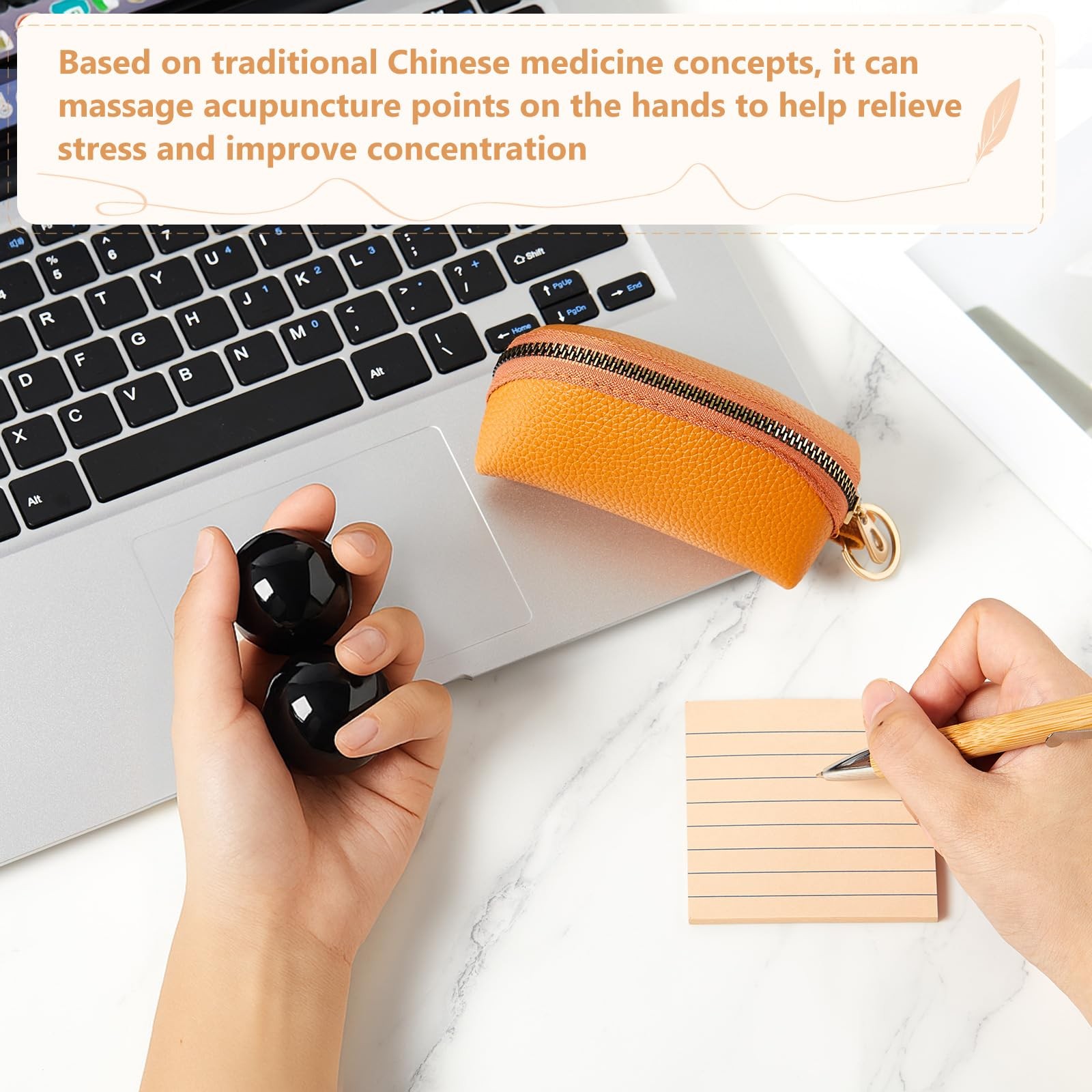 2 Pcs Baoding Balls, Chinese Health Exercise Massage Balls with Leather Pouch...